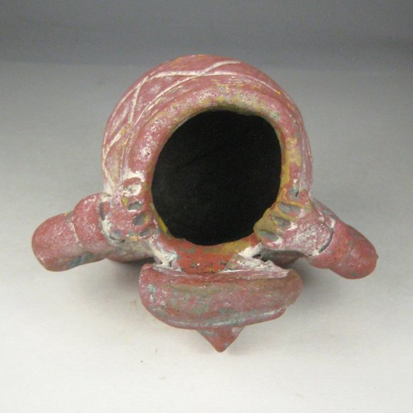 Hand Crafted Clay Figurine Pen Holder Folk Art  4.5 In Tall Rustic Ceramic - Picture 9 of 11